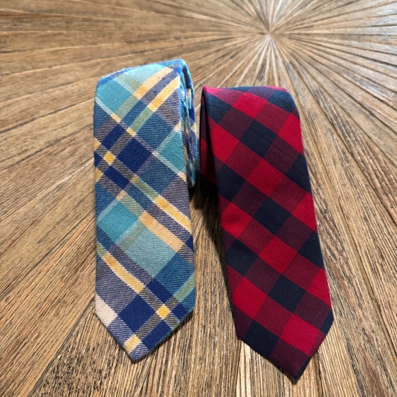 Bundle 2 Original Penguin by Munsingwear neckties 100% cotton red blue skinny - Picture 1 of 15